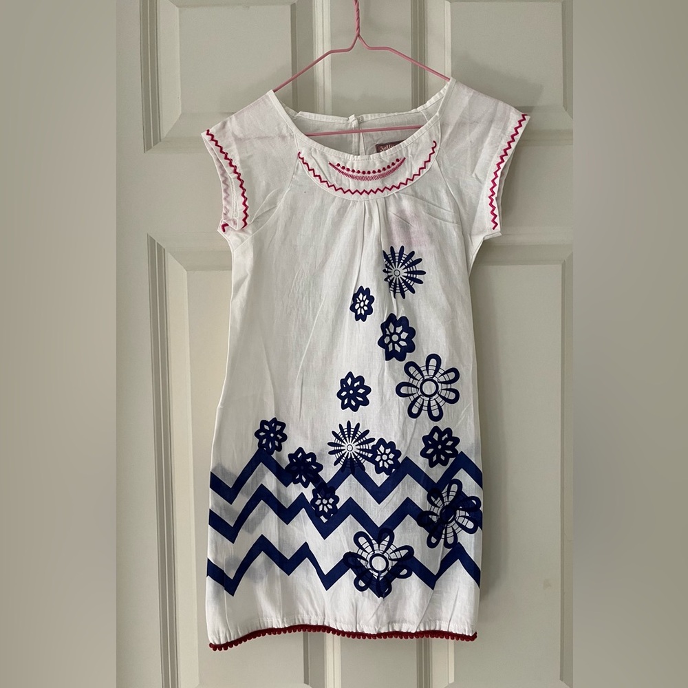NWT Jelly the Pug dress, red/white & blue..cap sleeves, cotton, size 7